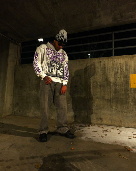 Purple Satin Hoodie Streetwear