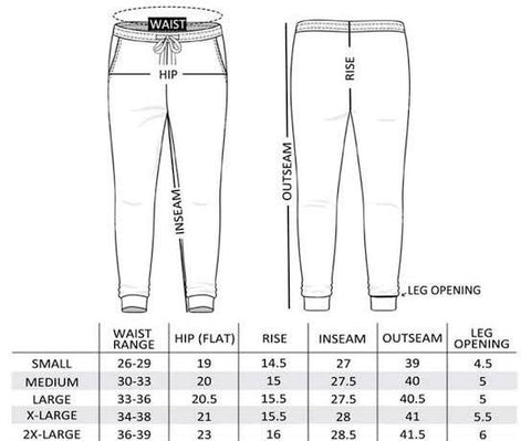 SIZE CHART TRACKSUIT PANTS
