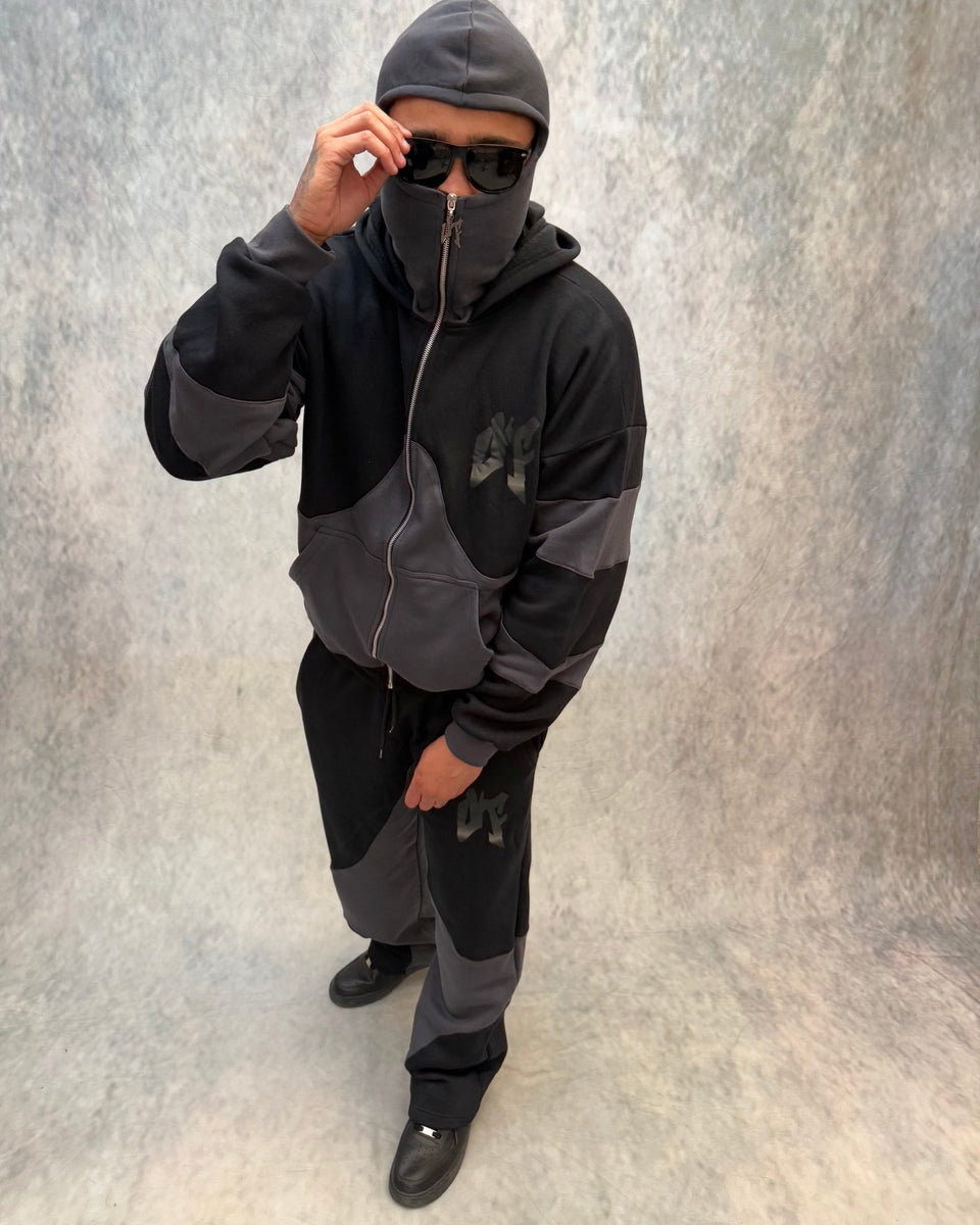 black full zip tracksuit
